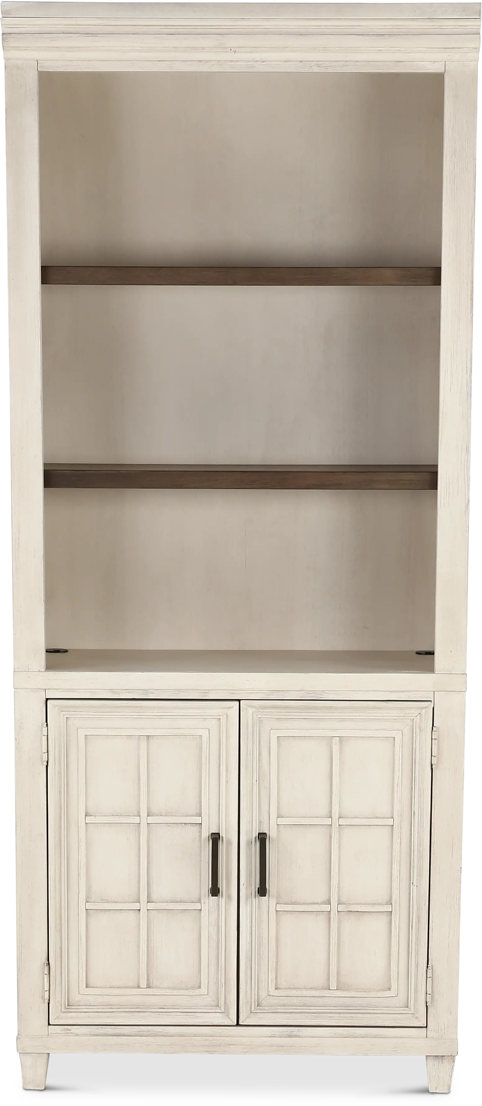 Caraway Antique White Bookcase with Doors-3