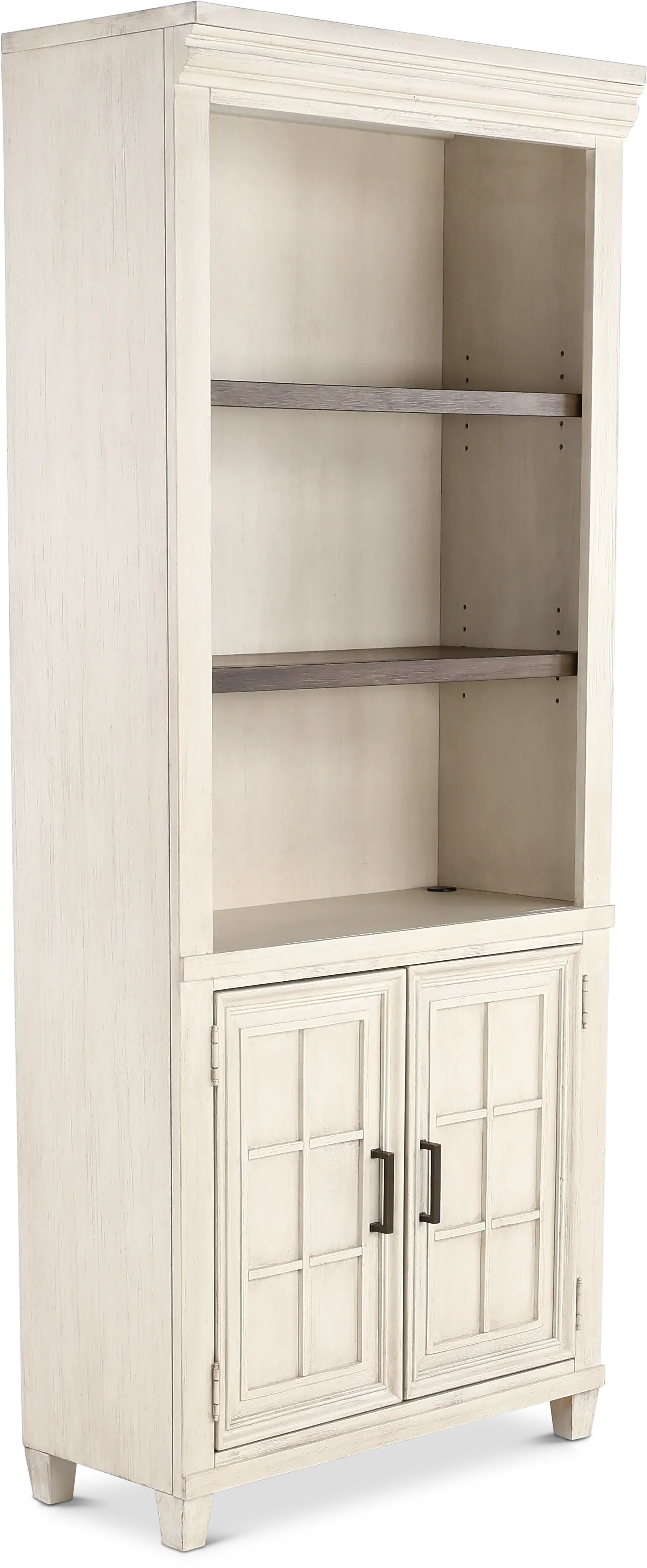 Caraway Antique White Bookcase with Doors-4