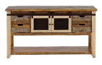 Antique Pine Console Table with Iron Accents