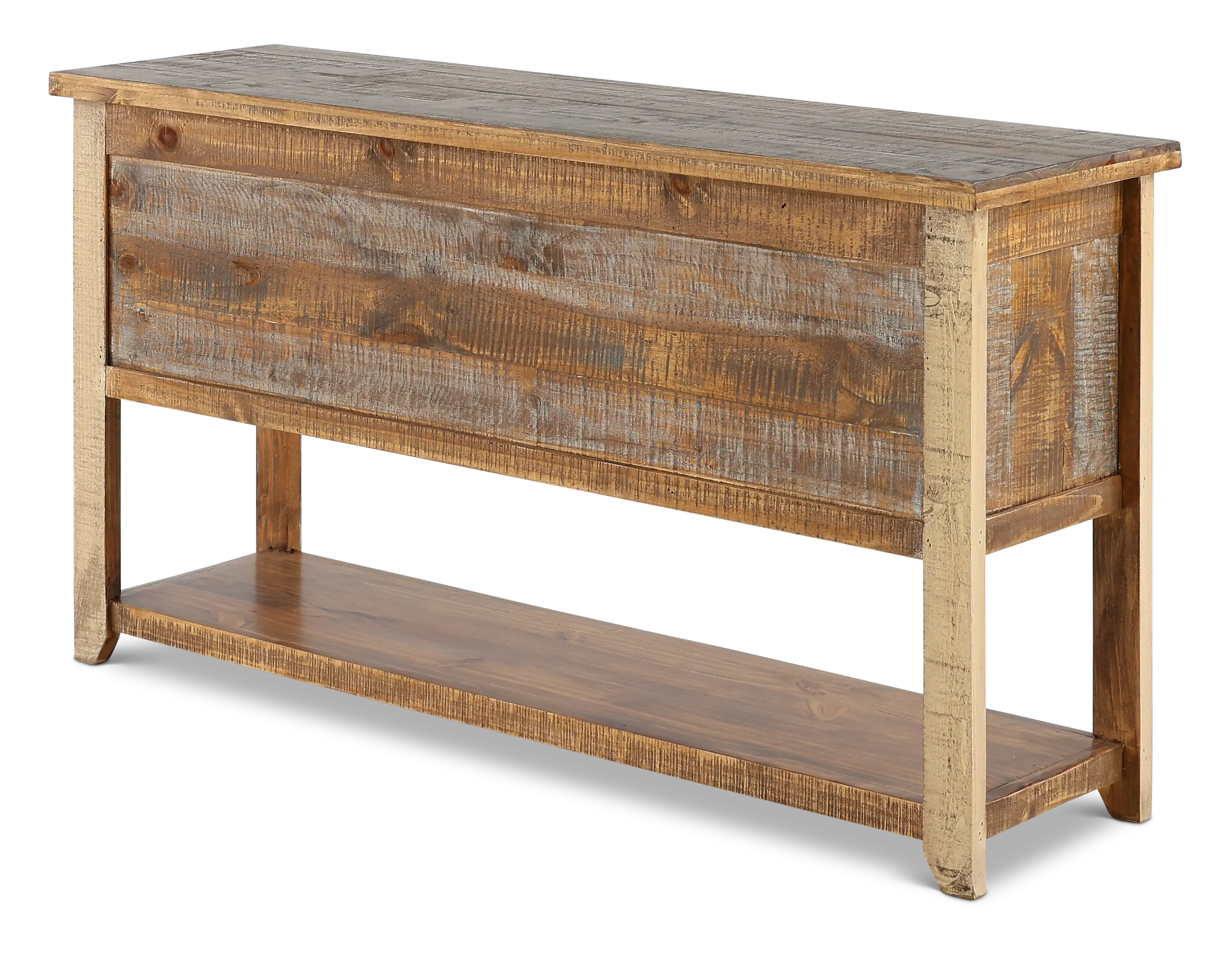 Antique Pine Console Table with Iron Accents-7