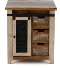 Antique Pine End Table with Iron Accents