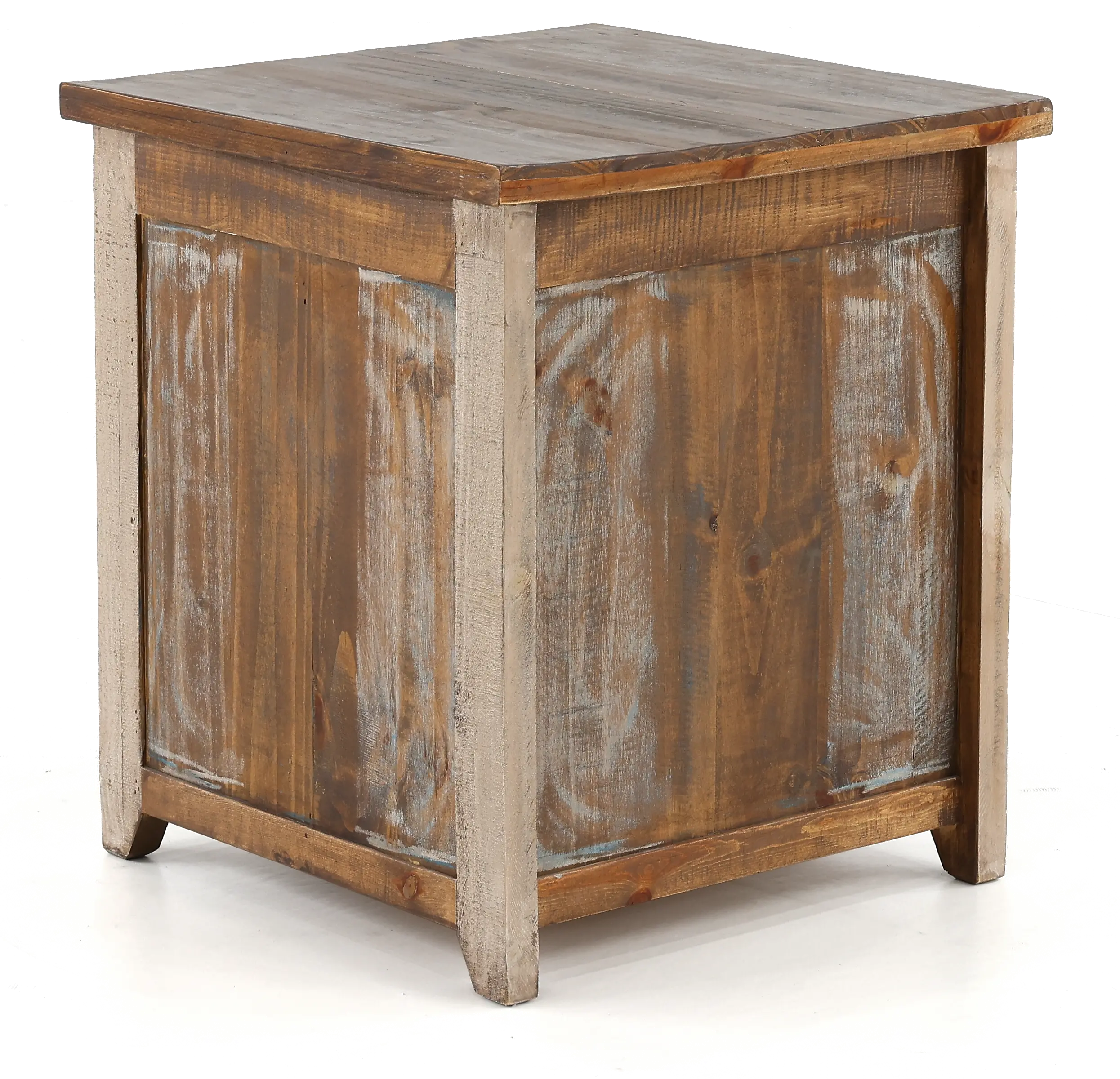 Antique Pine End Table with Iron Accents-6