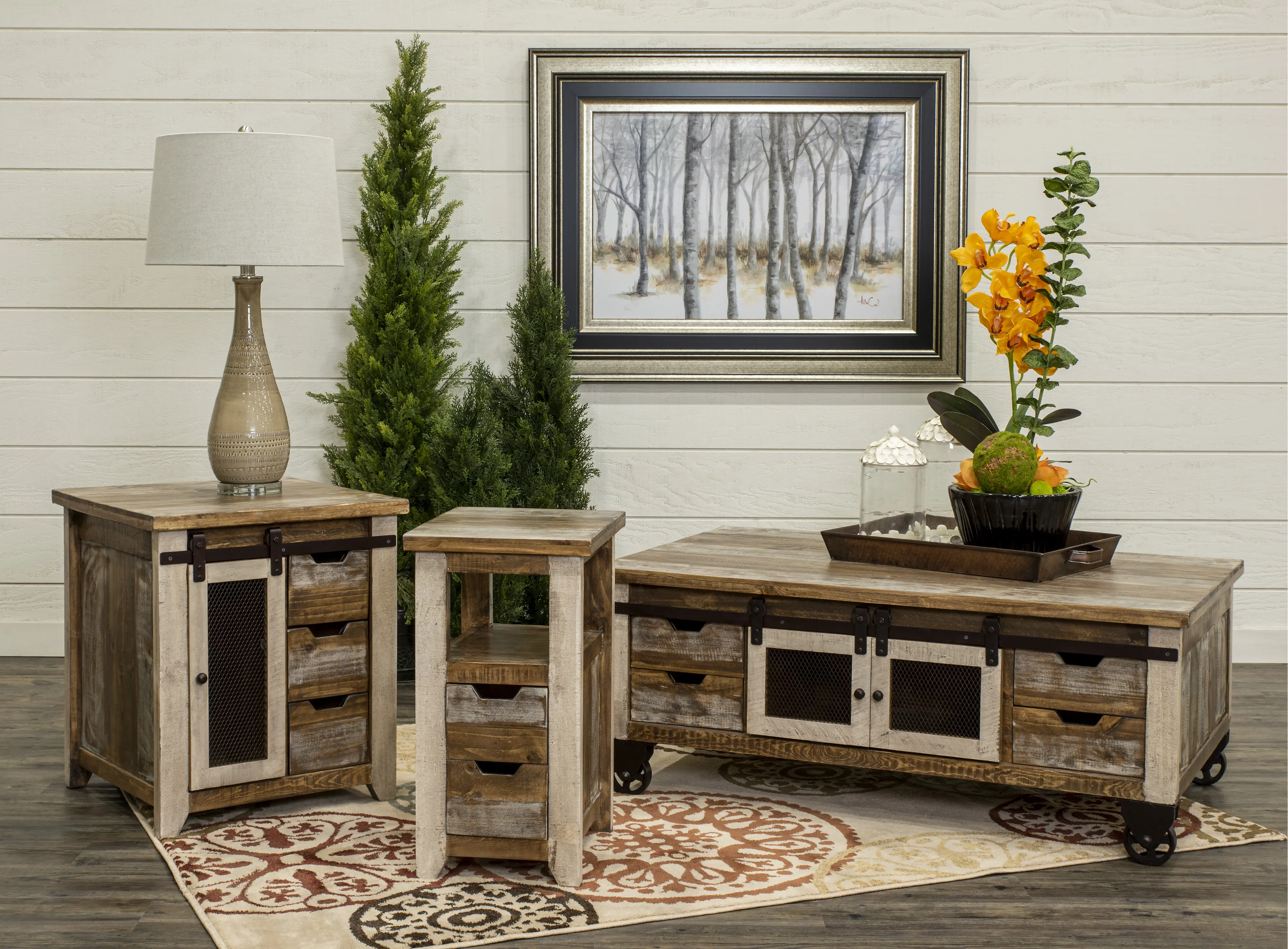 Antique Pine Side Table-2