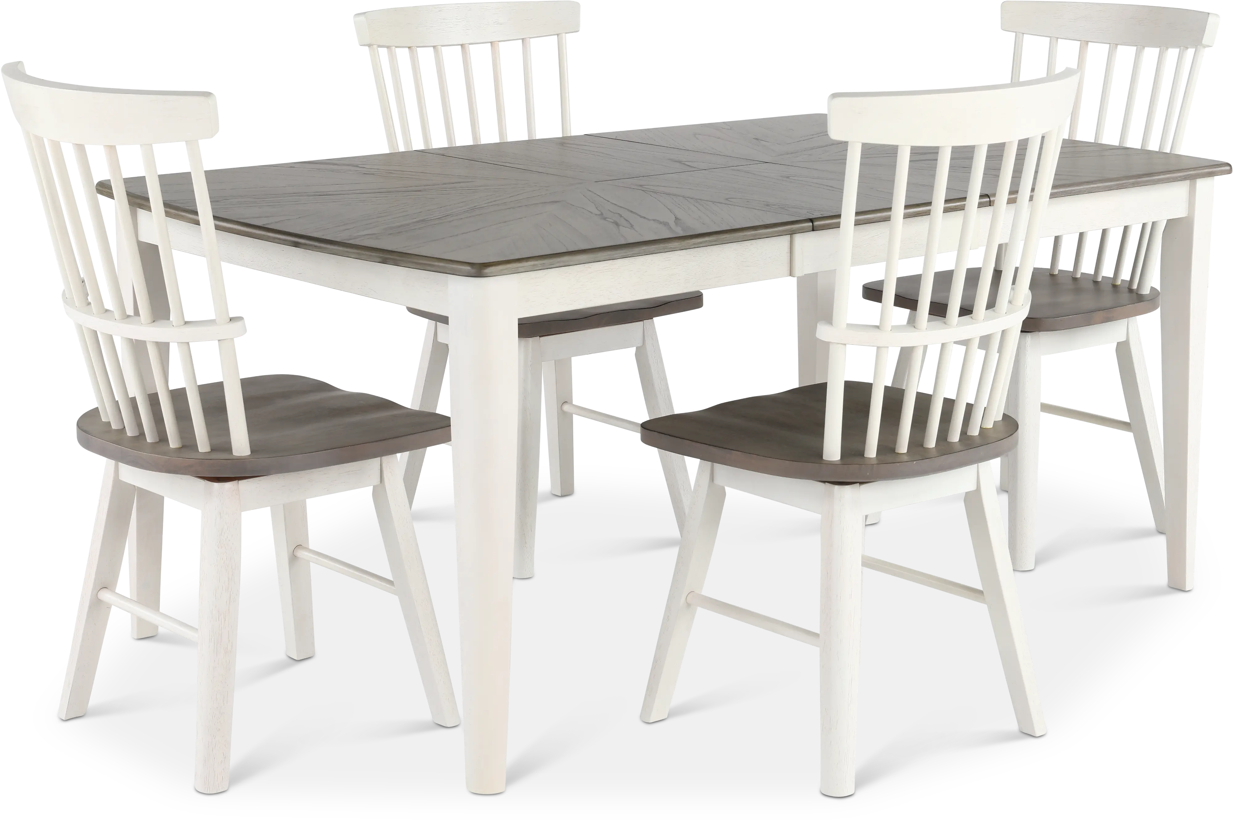Newark White and Gray 5 Piece Dining Room Set with Swivel Chairs-1