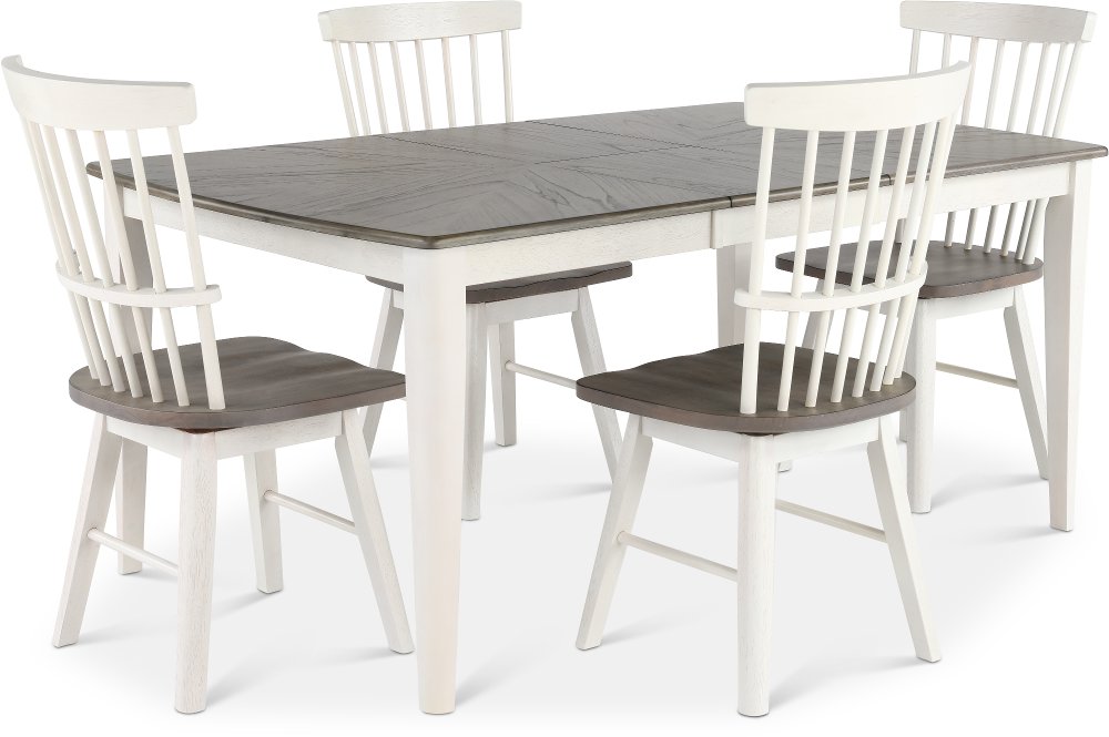 Newark White and Gray 5 Piece Dining Room Set with Swivel Chairs