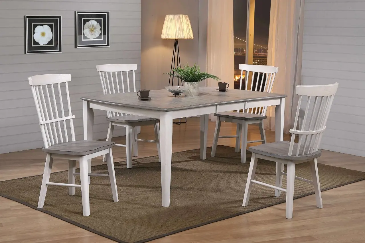 Newark White and Gray 5 Piece Dining Room Set with Swivel Chairs-2