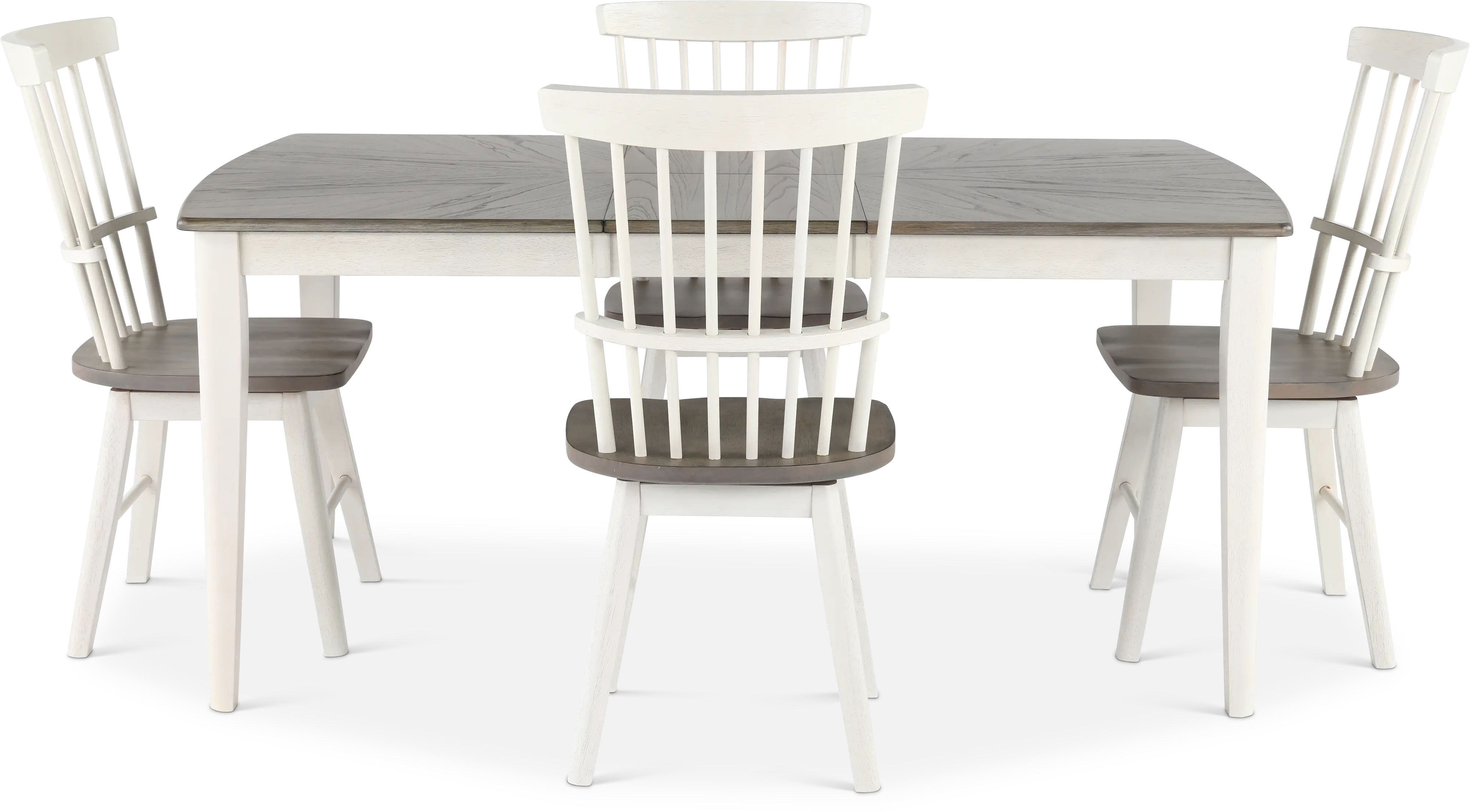 Newark White and Gray 5 Piece Dining Room Set with Swivel Chairs-4