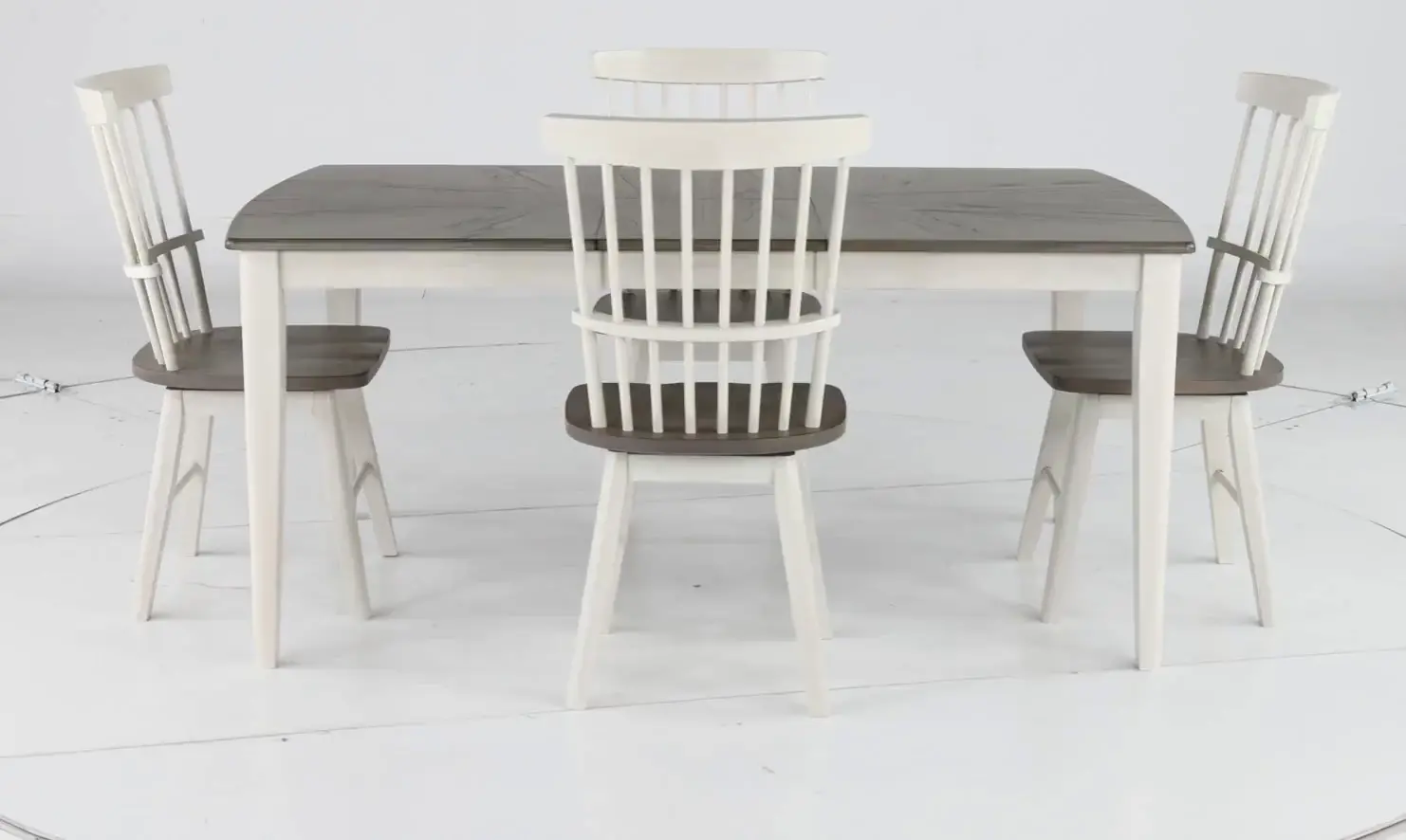 Newark White and Gray 5 Piece Dining Room Set with Swivel Chairs-5