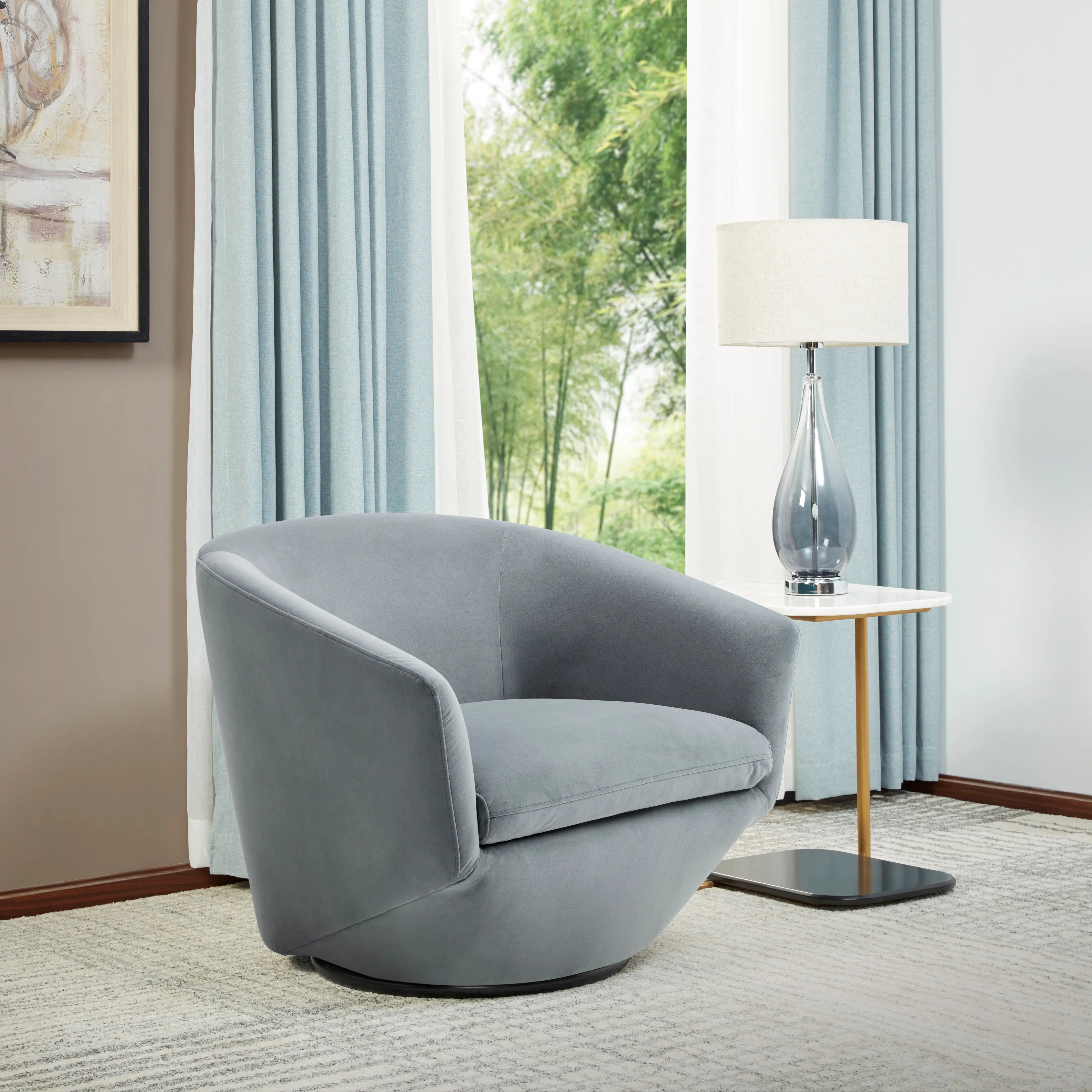 Jewel Blue-Gray Slate Swivel Accent Chair-7