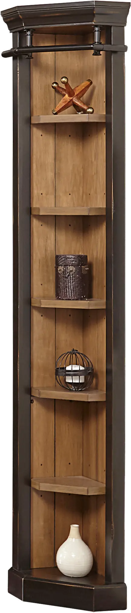 Toulouse Two Tone Brown Corner Bookcase-2