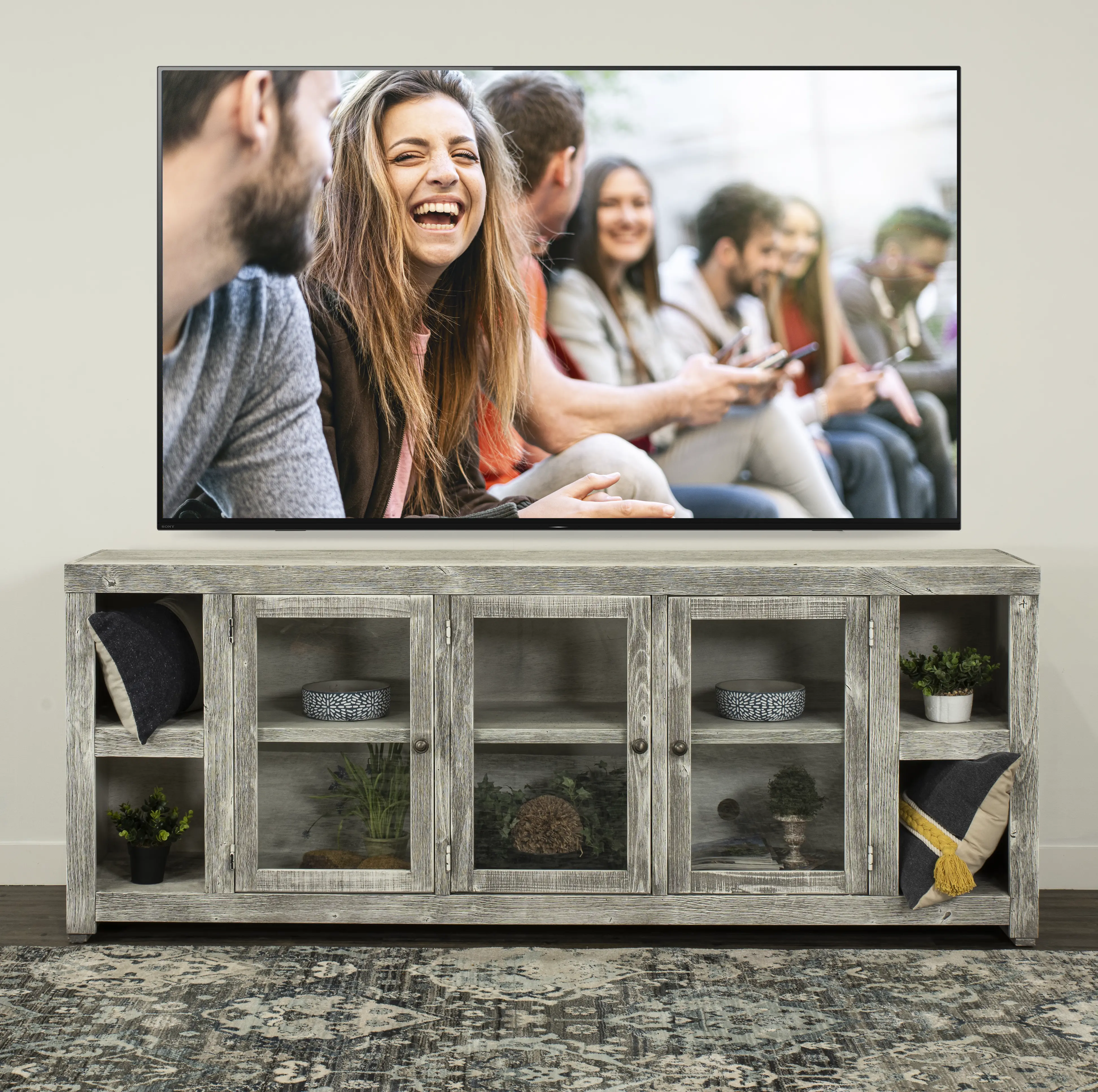 Avery Loft Limestone Gray 84  TV Stand-2