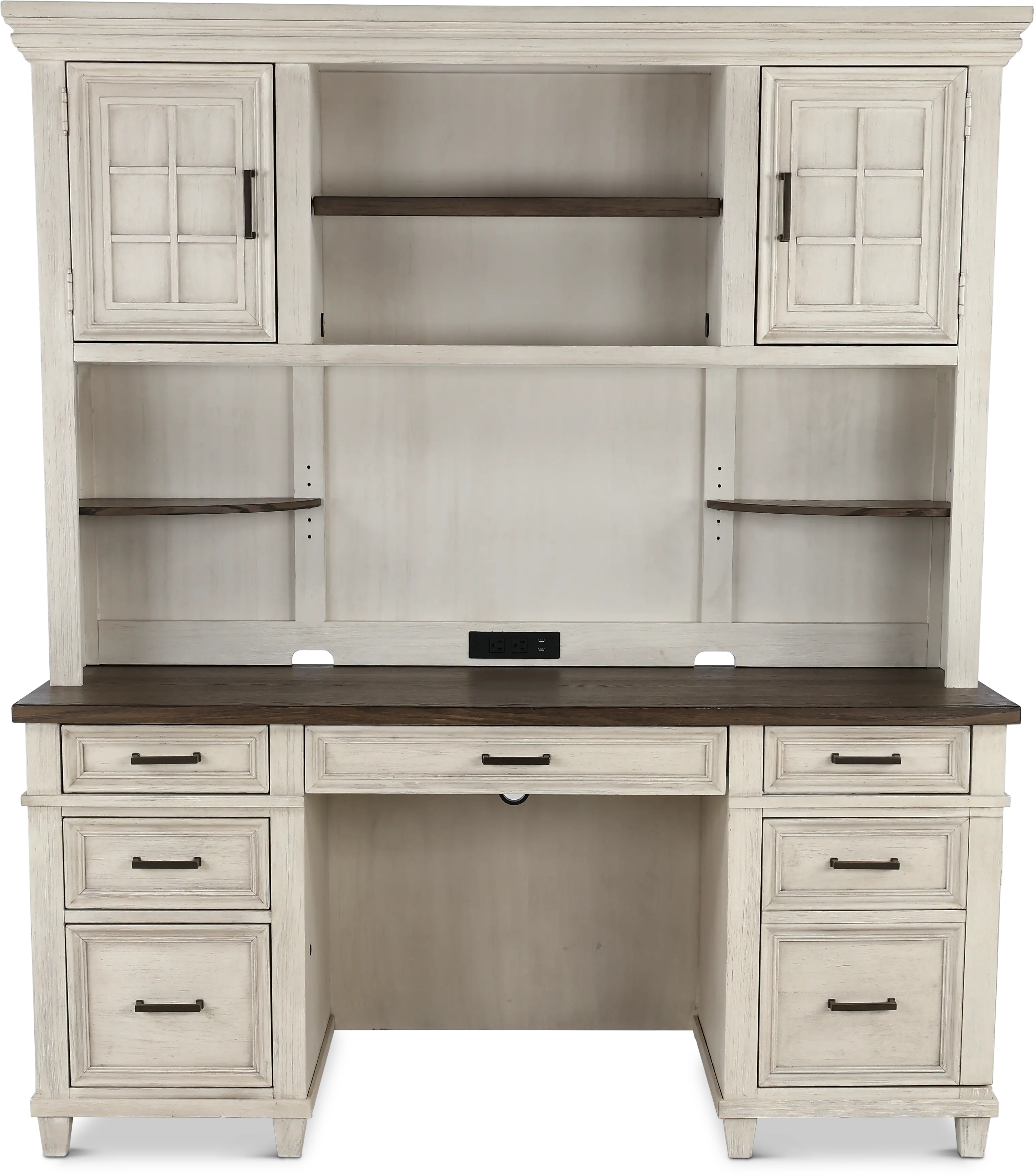Caraway Antique White Credenza and Hutch-1