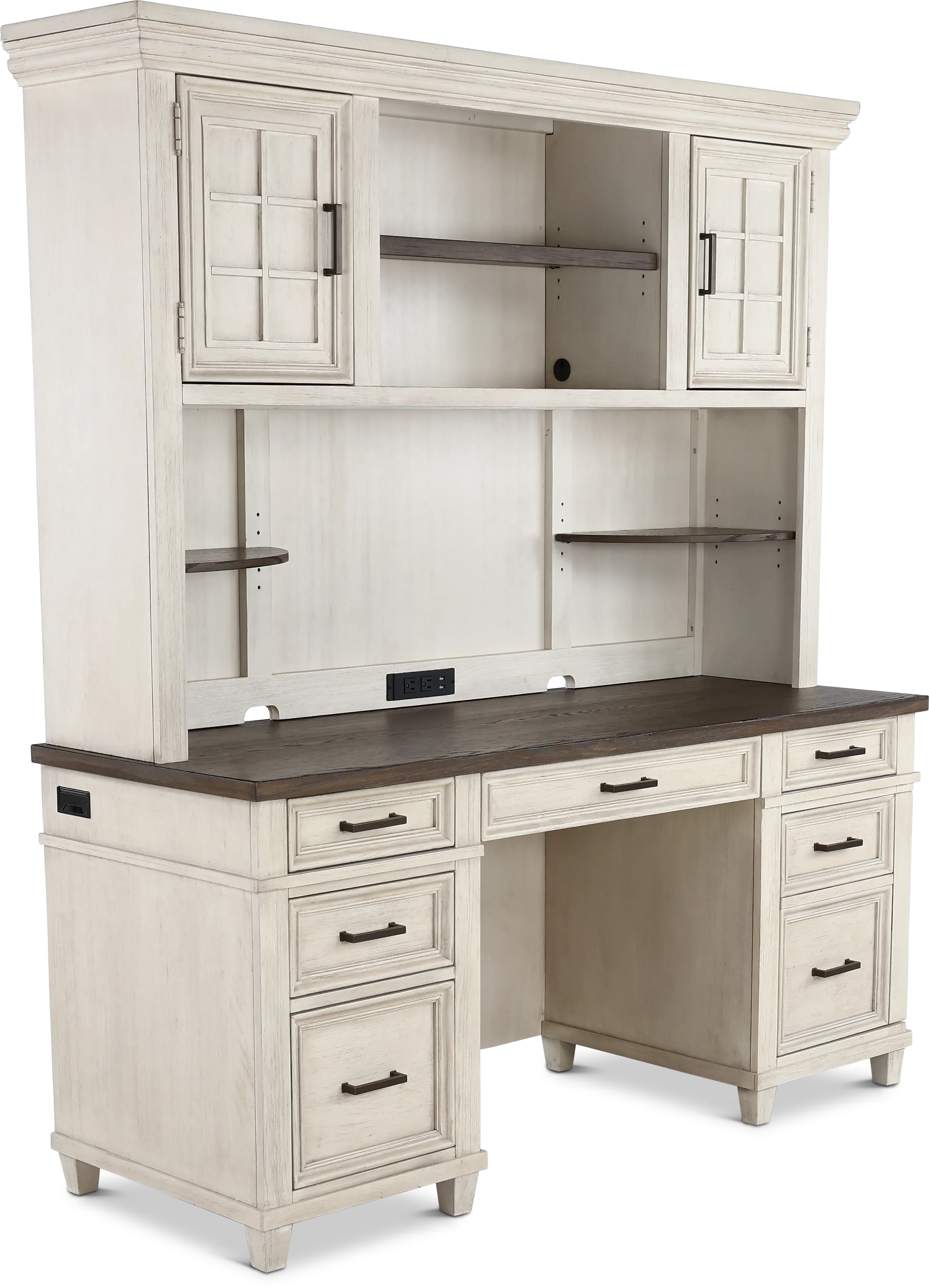 Caraway Antique White Credenza and Hutch-4