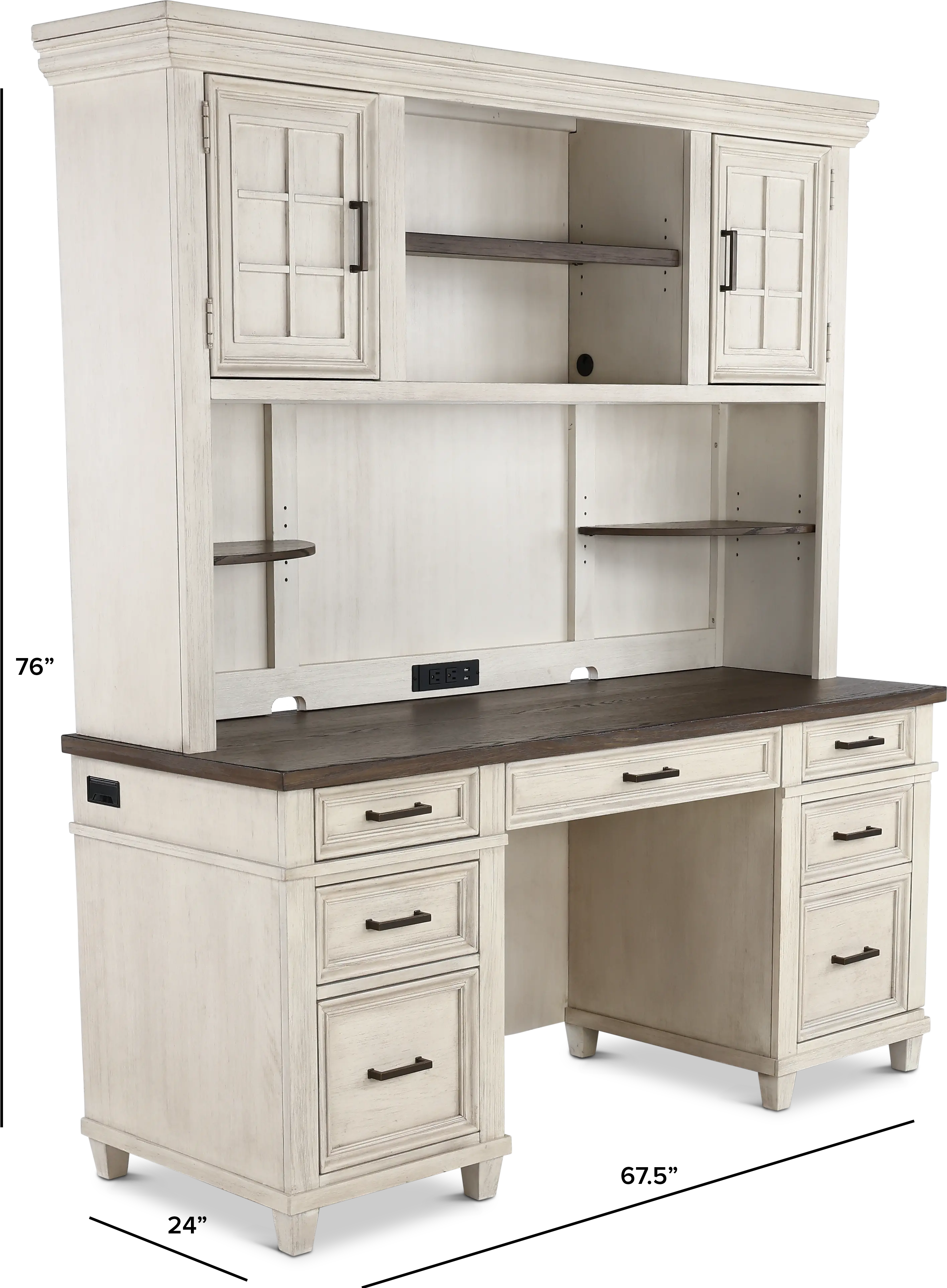 Caraway Antique White Credenza and Hutch-3