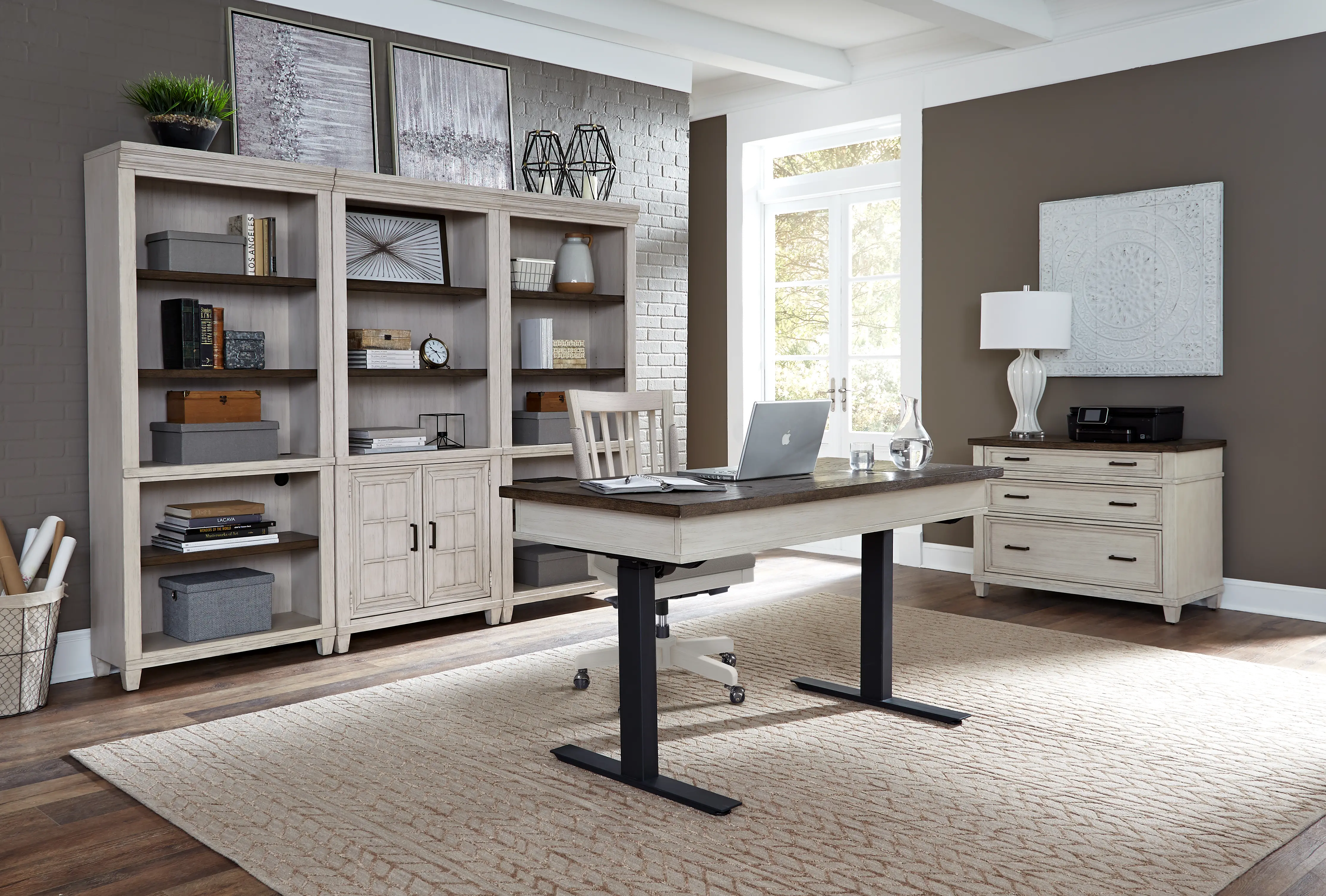 Caraway Antique White Standing Desk-5