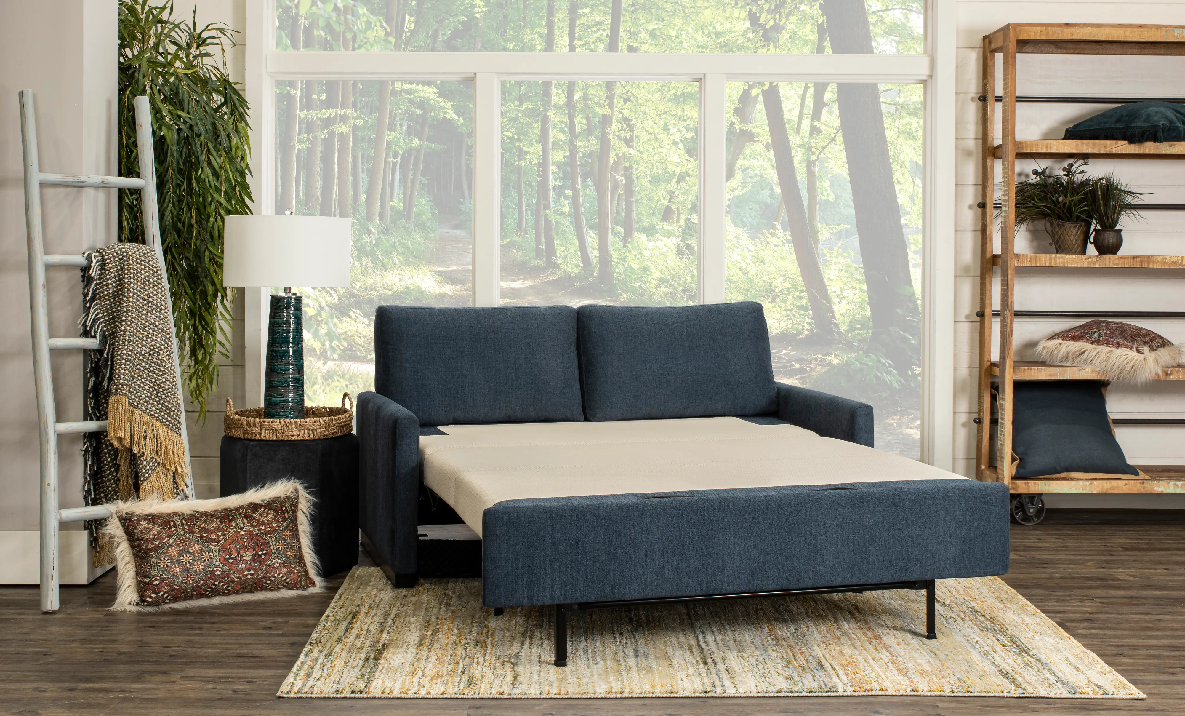 Preston Blue Queen Sofa Bed-10