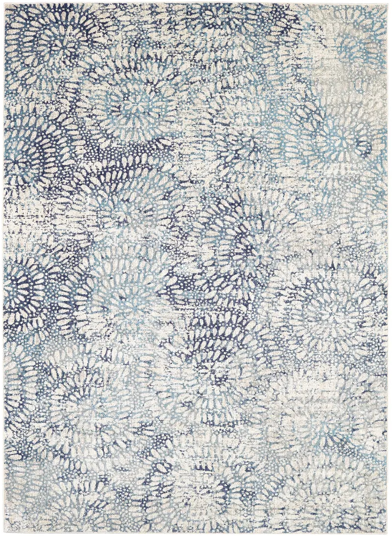 Scott Living Expressions 5 x 8 Imprinted Blooms Aquamarine Area Rug