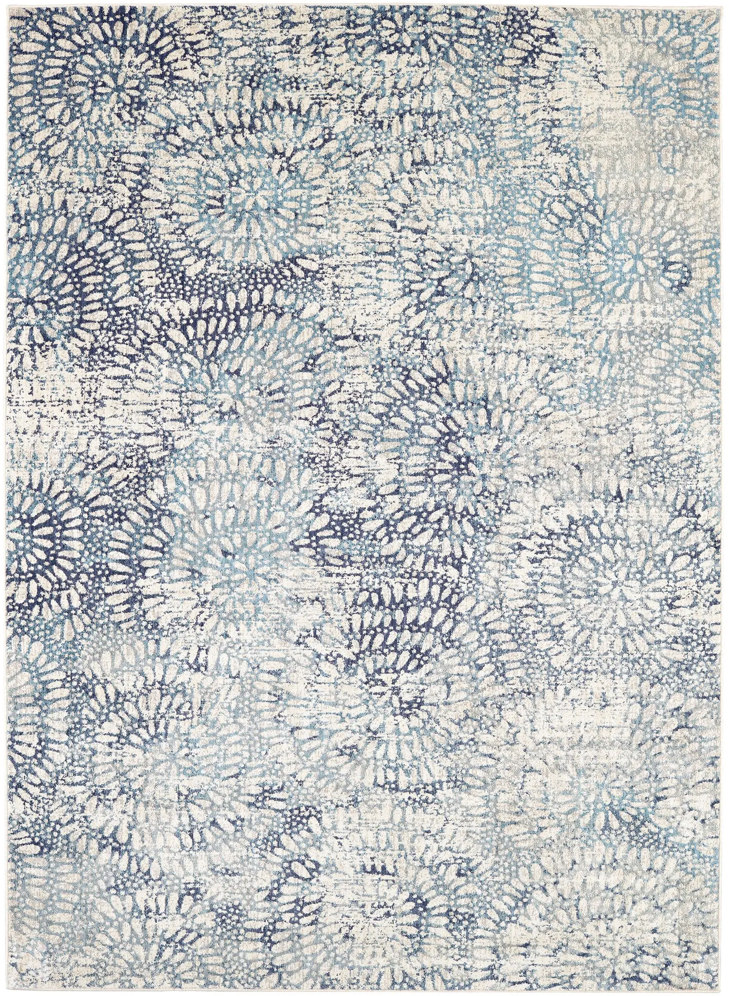 91671-60110/8X11/IMP Scott Living Expressions 8 x 11 Large Imprinted Blooms Aquamarine Area Rug-1