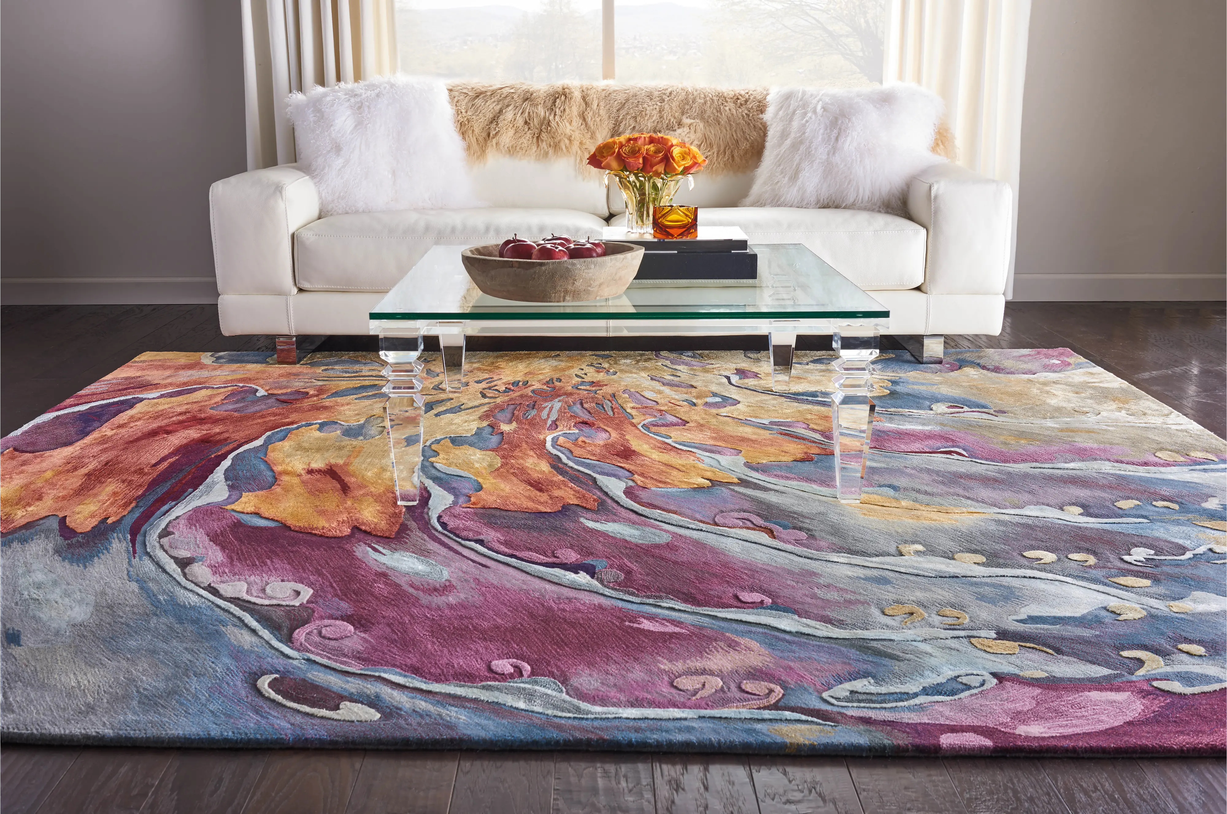 Prismatic 8 x 10 Orange, Crimson and Purple Area Rug-3