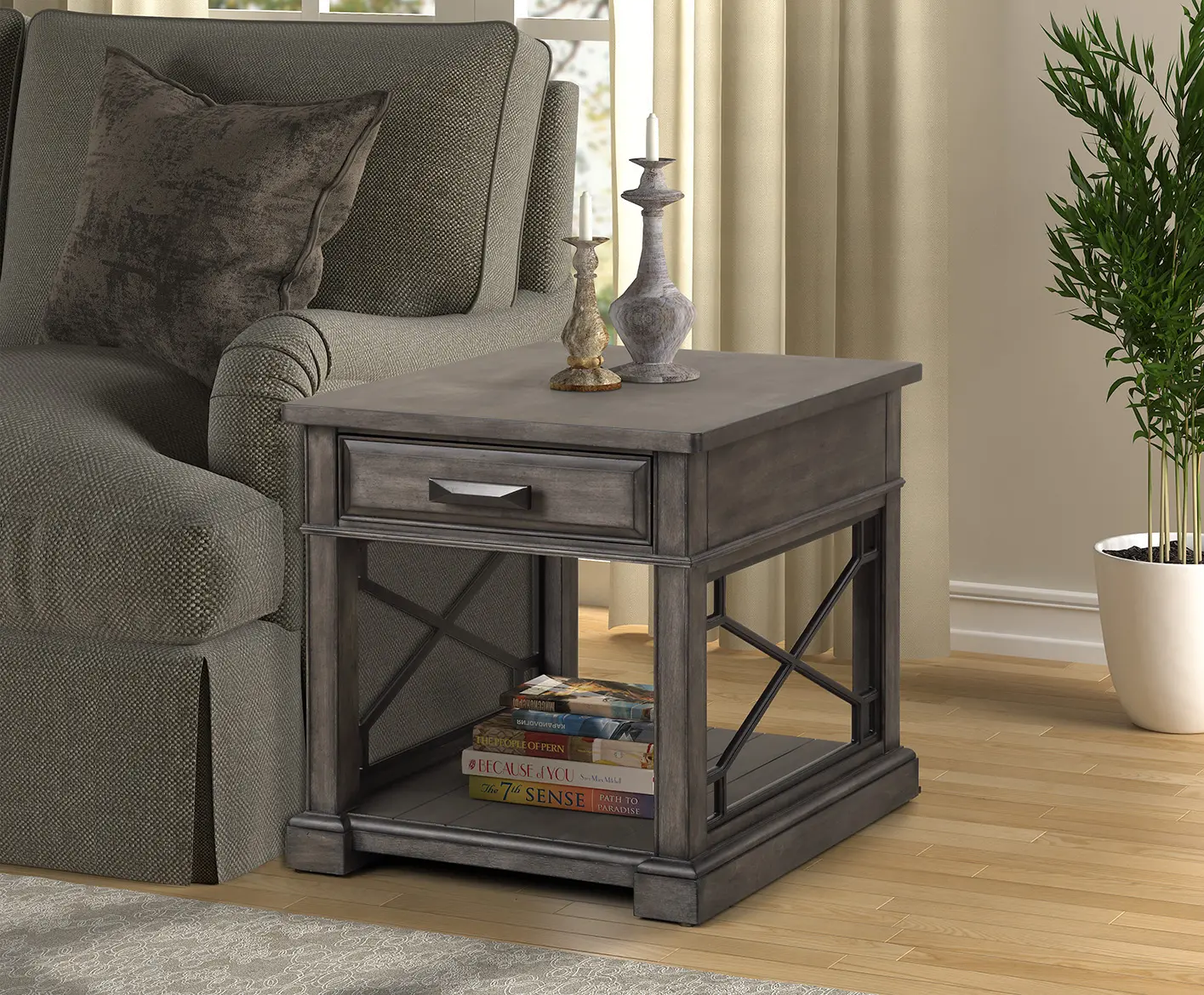 Sun Smokey Gray End Table-2