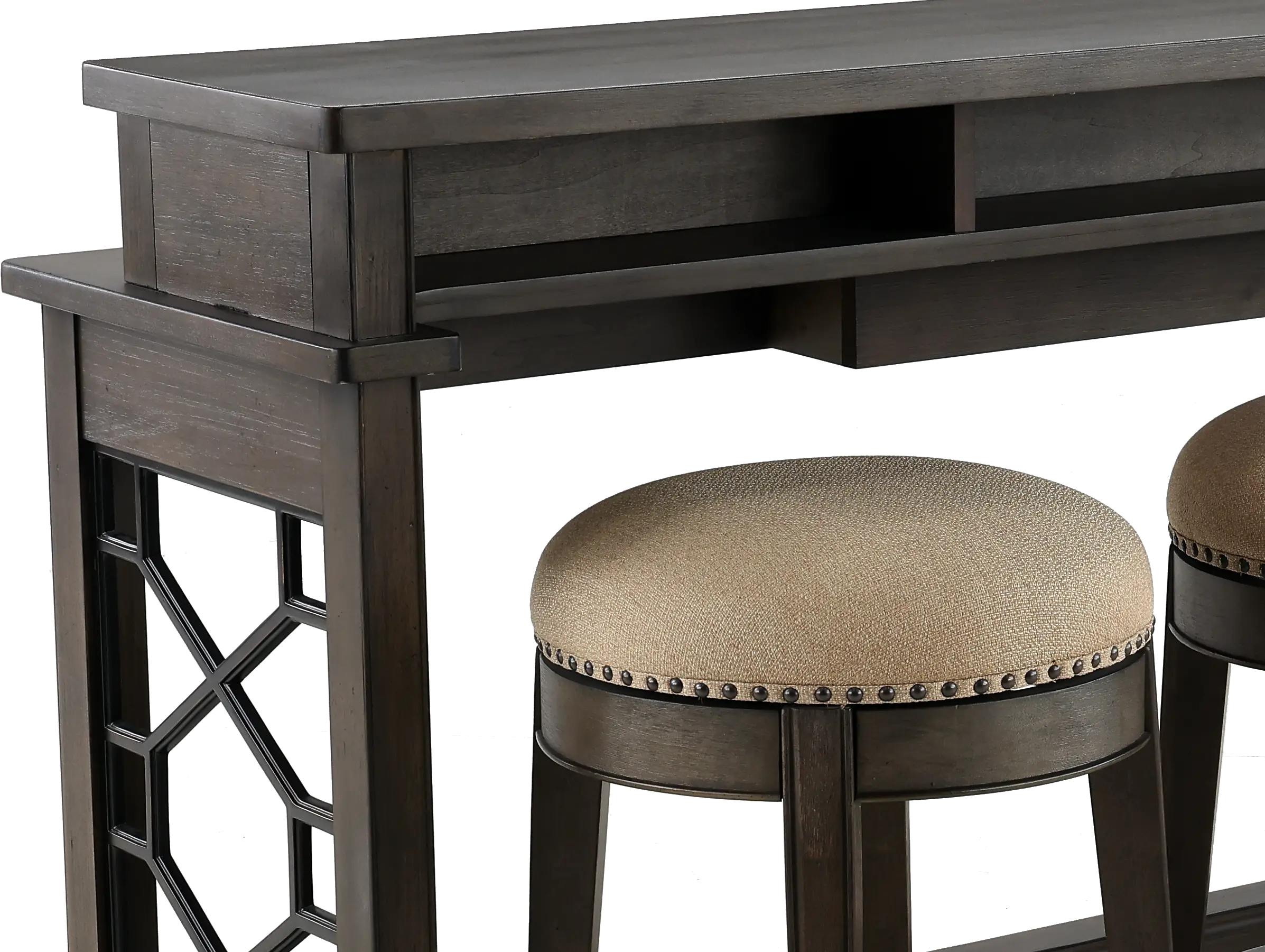 Sun Smokey Gray Console Table with 3 Barstools-6