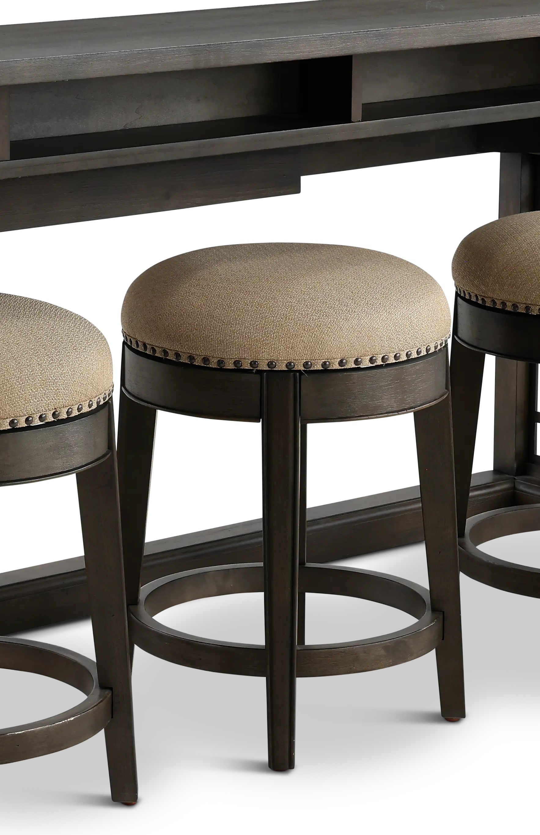 Sun Smokey Gray Console Table with 3 Barstools-7