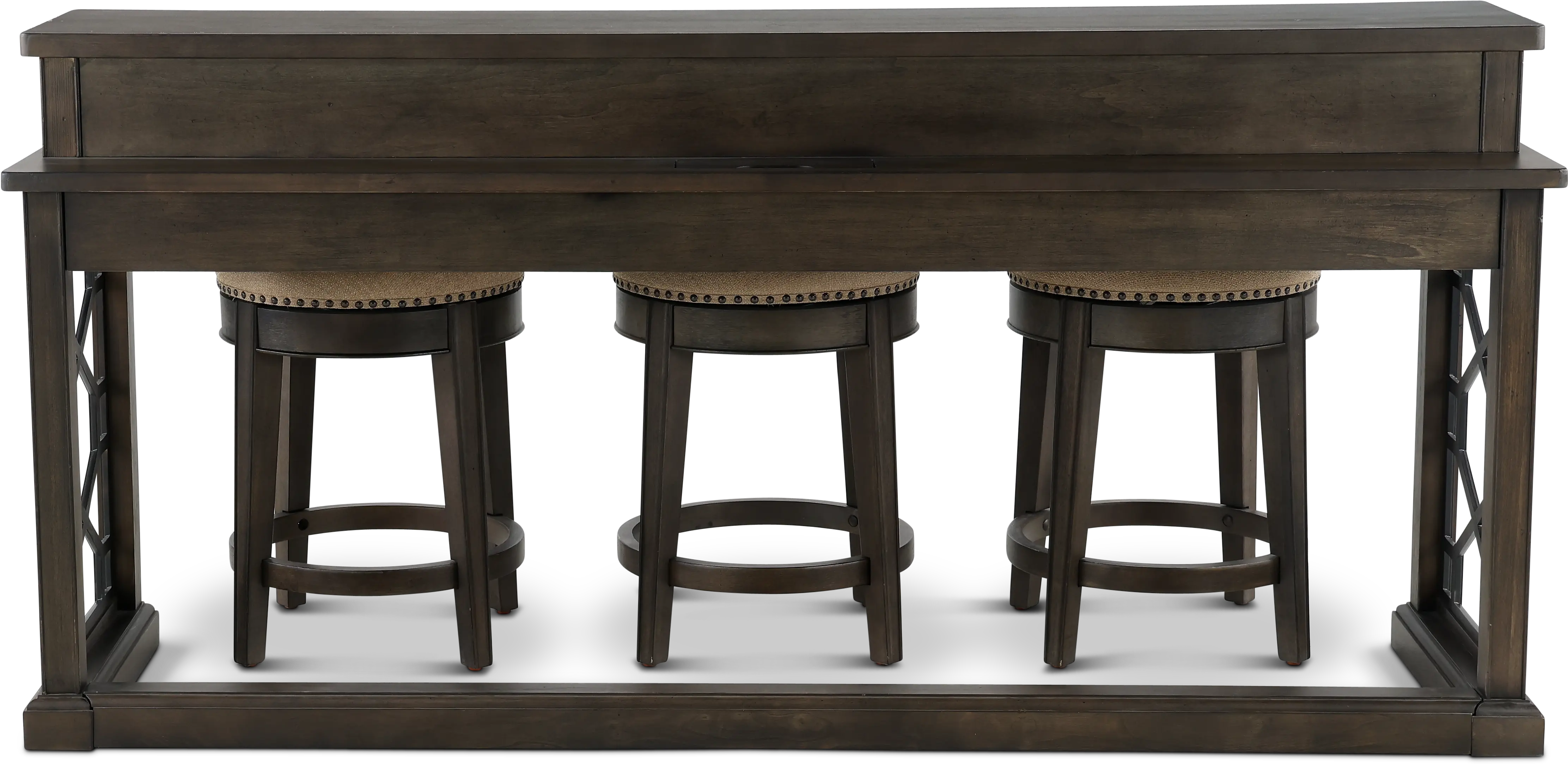 Sun Smokey Gray Console Table with 3 Barstools-8