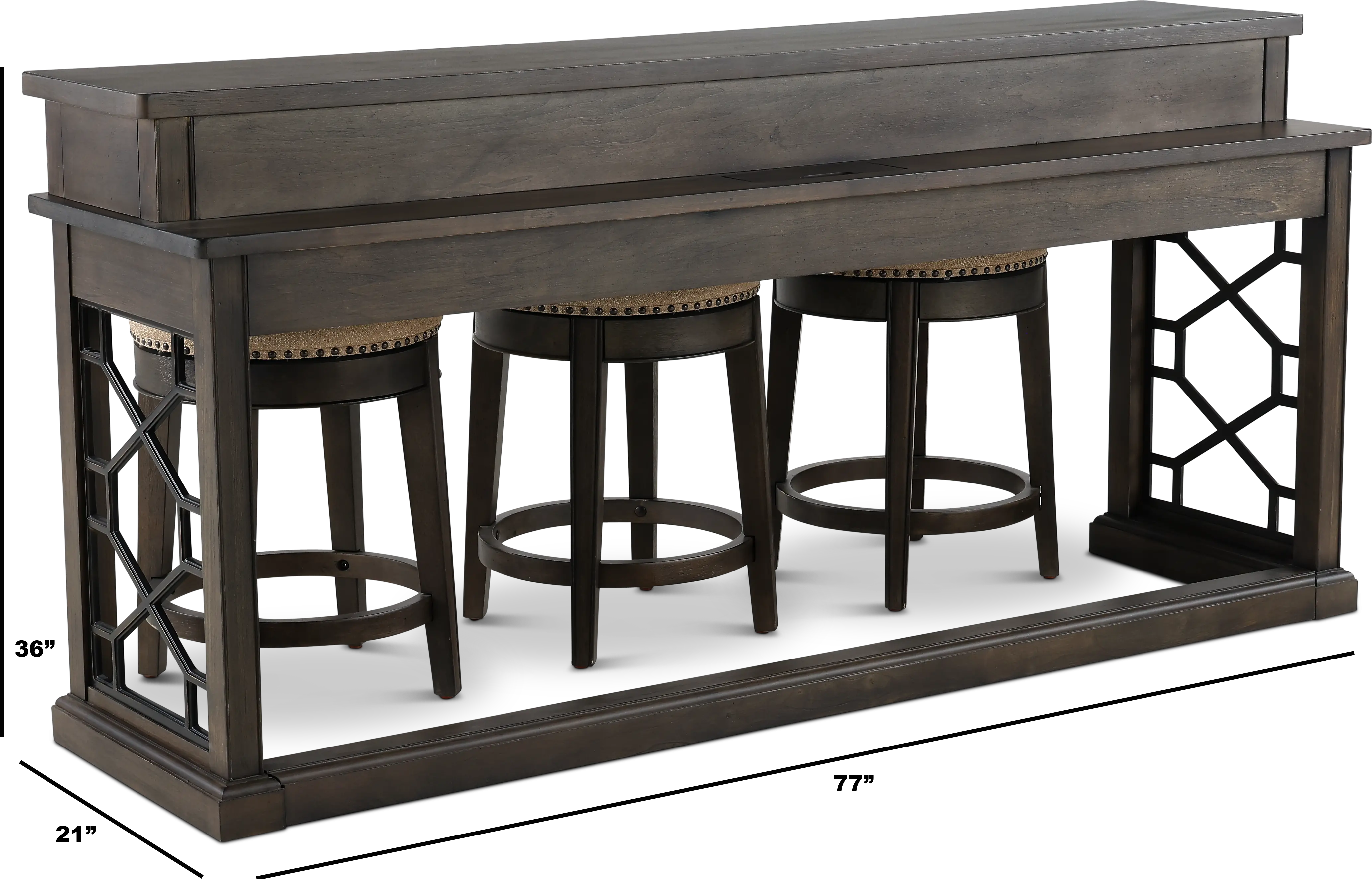 Sun Smokey Gray Console Table with 3 Barstools-3