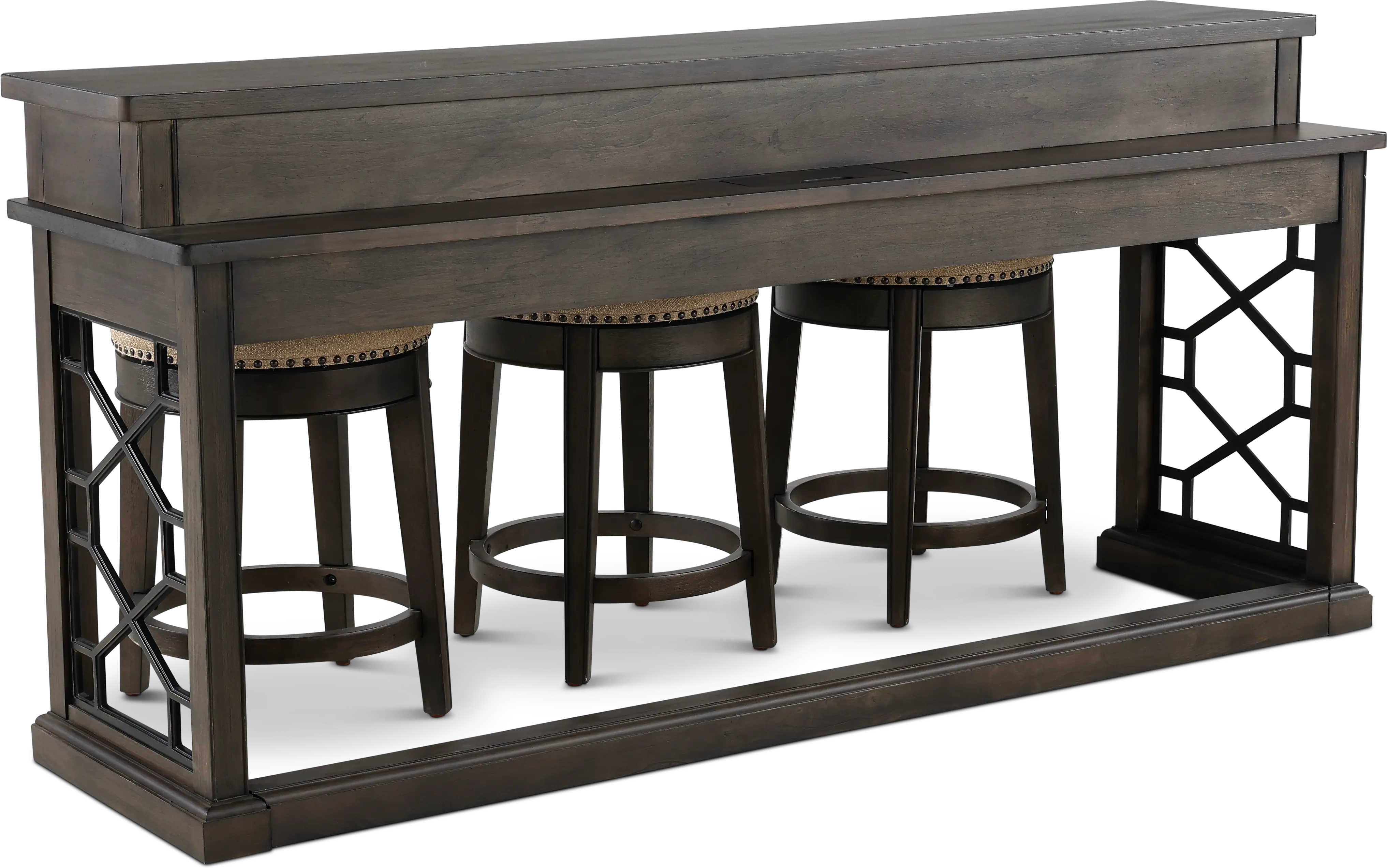 Sun Smokey Gray Console Table with 3 Barstools-9