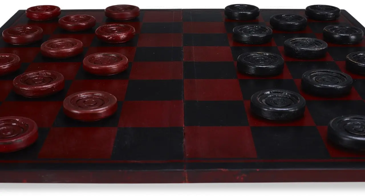 Deep Red and Black Checker Set with Board-2