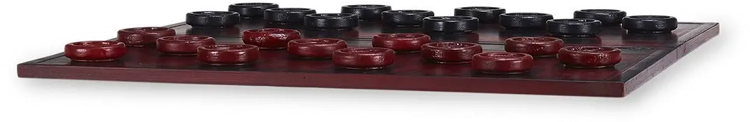 Deep Red and Black Checker Set with Board-3