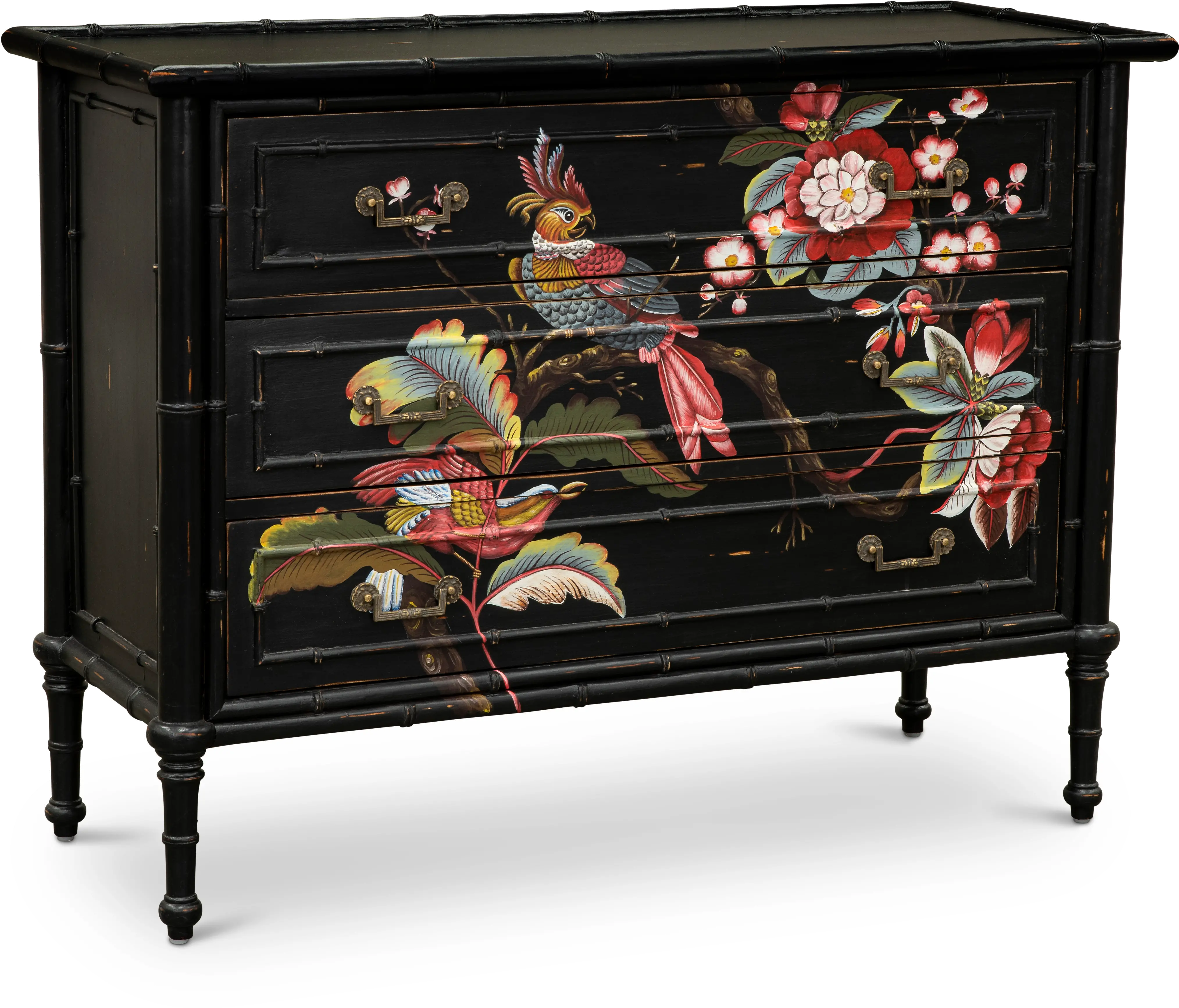 Black and Multi Color Artwork 3 Drawer Accent Cabinet-1