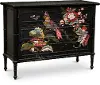 Black and Multi Color Artwork 3 Drawer Accent Cabinet