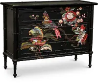 Black and Multi Color Artwork 3 Drawer Accent Cabinet