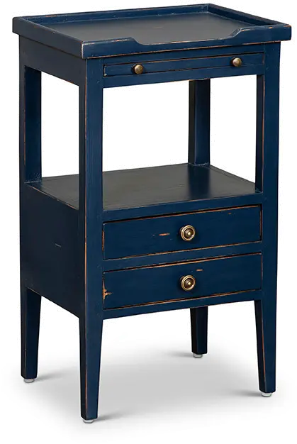 Eton Navy Blue Side Table with Pull Out Shelf-1