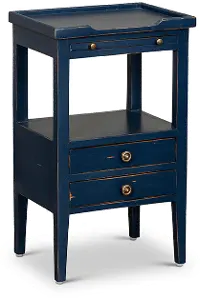 Eton Navy Blue Side Table with Pull Out Shelf