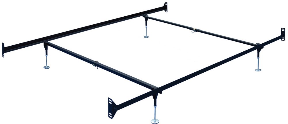 Brown Steel Twin-Full Size Bed Frame - Double-End