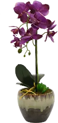 Purple Faux Orchid Arrangement in Flower Pot