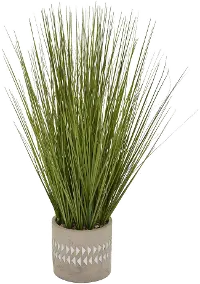 21  Faux Grass Planter Arrangement in a Patterned Pot