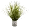 27  Faux Grass Arrangement in Round Marble Pot