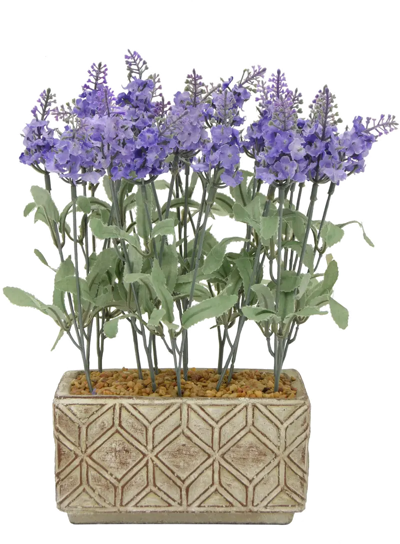 Faux Lavender Arrangement in Rectangular Planter