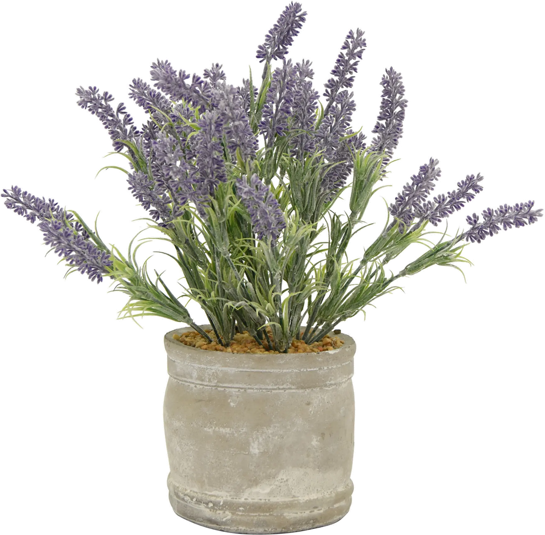 16 Inch Faux Lavender Arrangement in Round Cement Pot-1