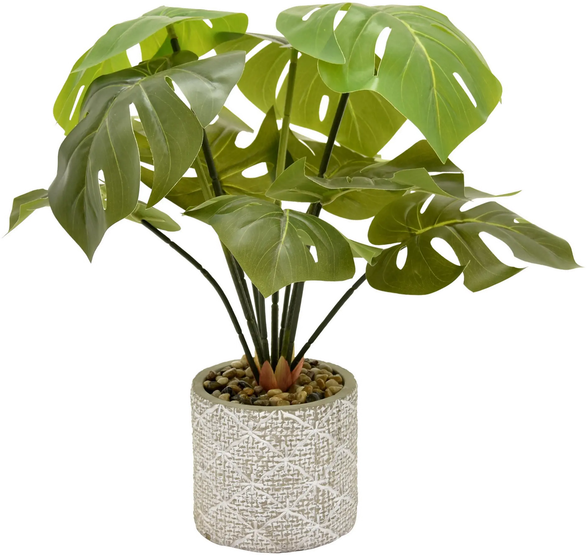 18  Faux Greenery in Round Cement Pot-1