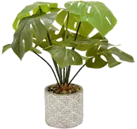 18  Faux Greenery in Round Cement Pot