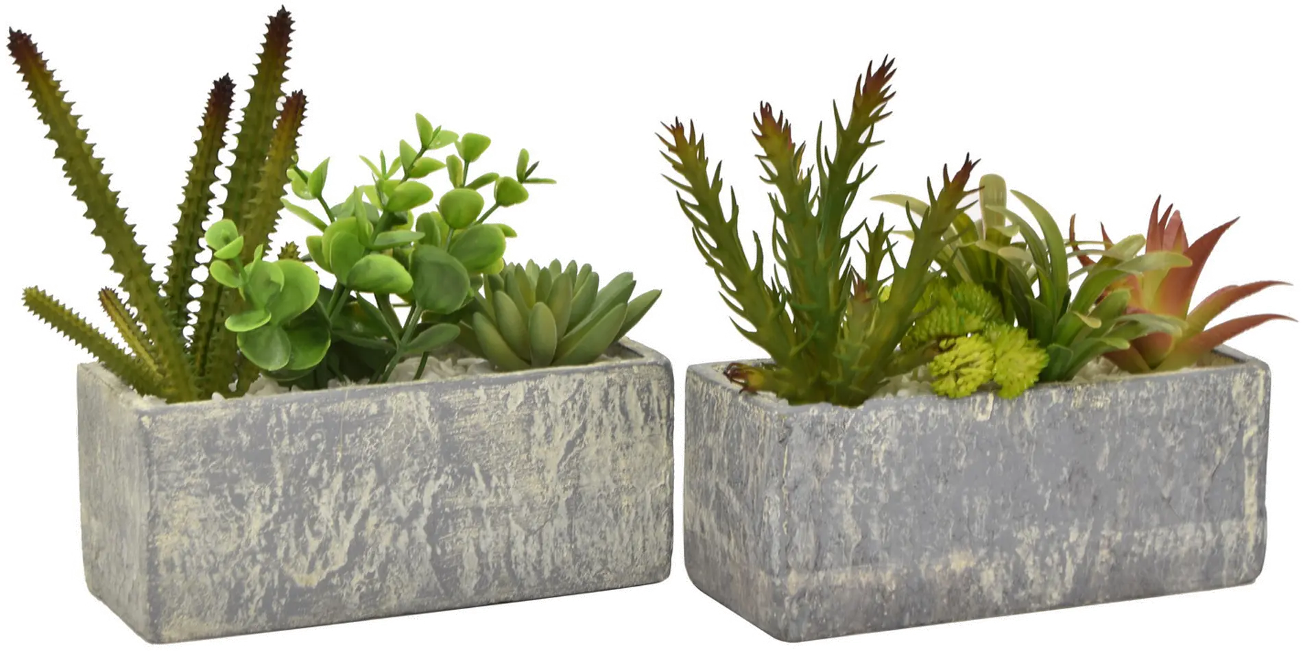 Assorted Faux Succulent Arrangement in a Cement Pot-1