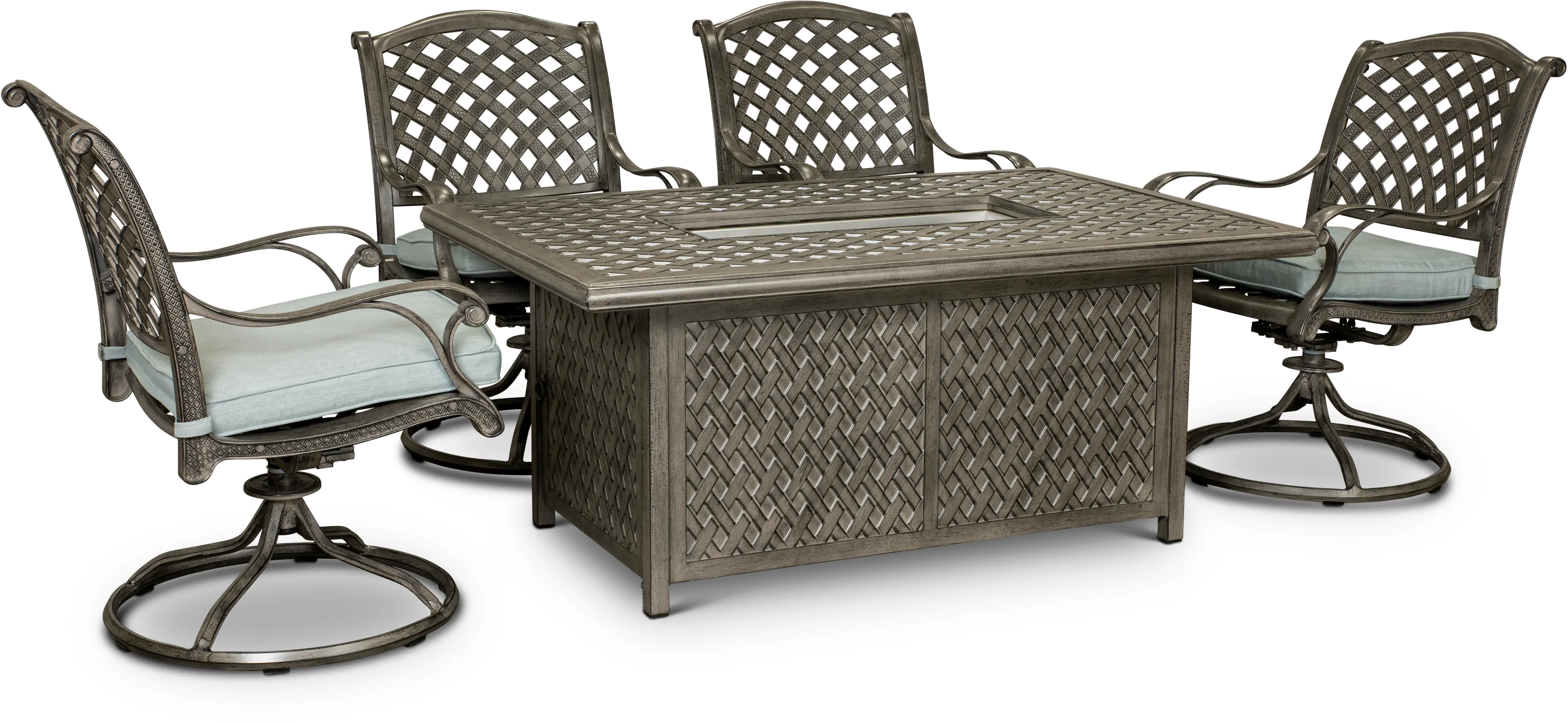 Macan 5 Piece Gray and Blue Patio Fire Pit Set-1