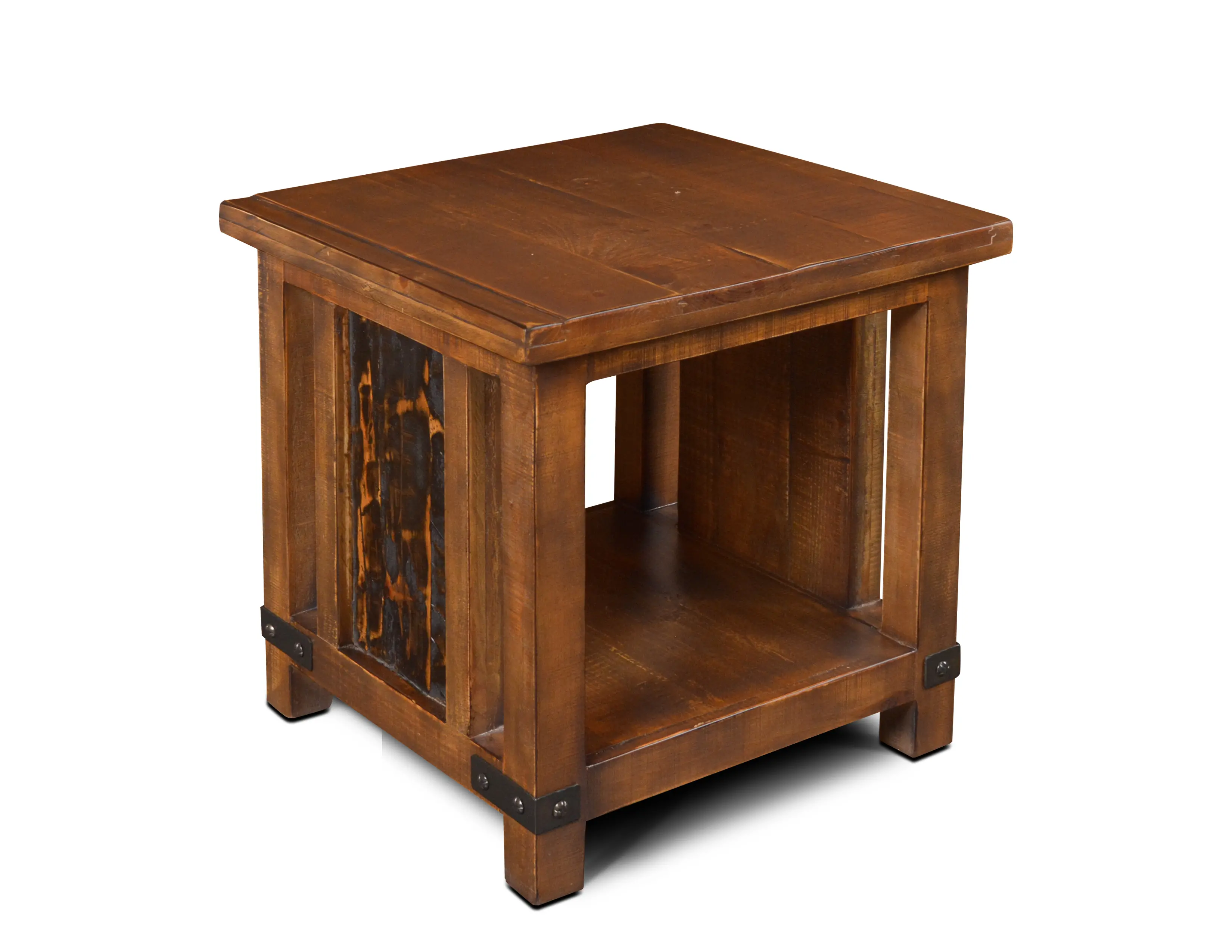 Aged Pine Rustic End Table - Big Timber-1