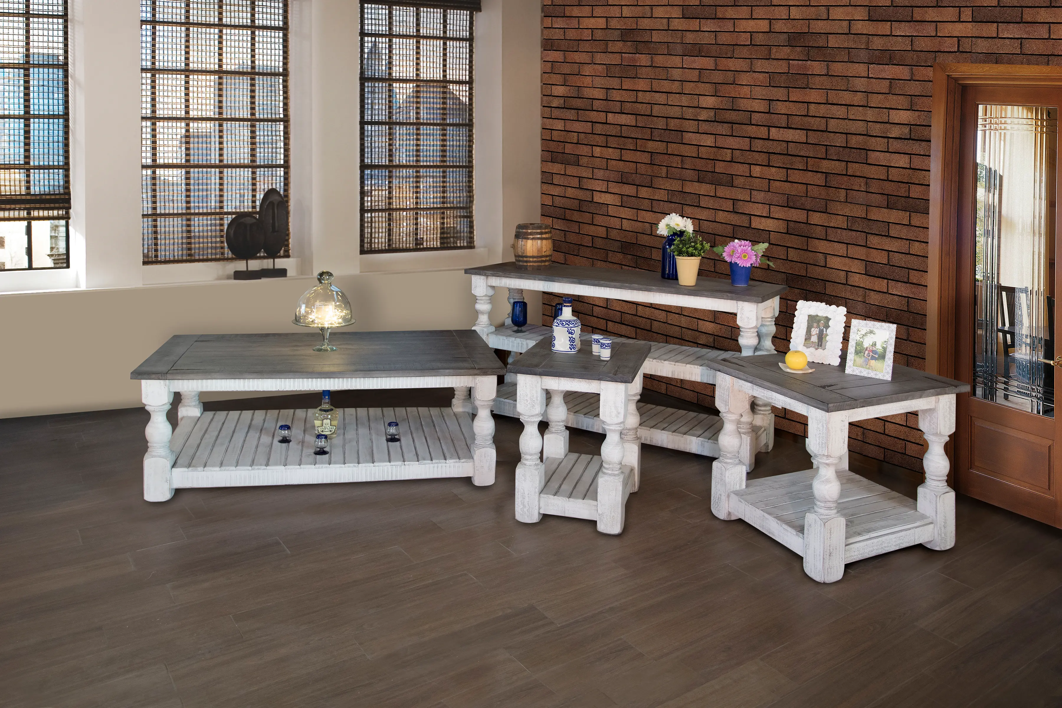Stone White and Brown Coffee Table-2