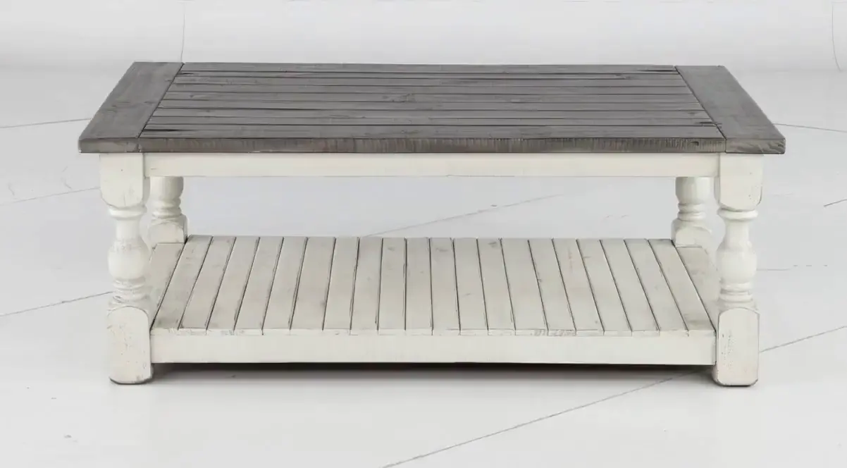 Stone White and Brown Coffee Table-5