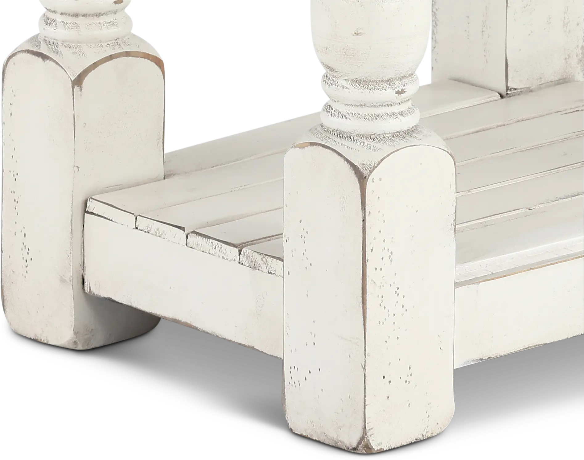 Stone Distressed White and Pine Side Table-6